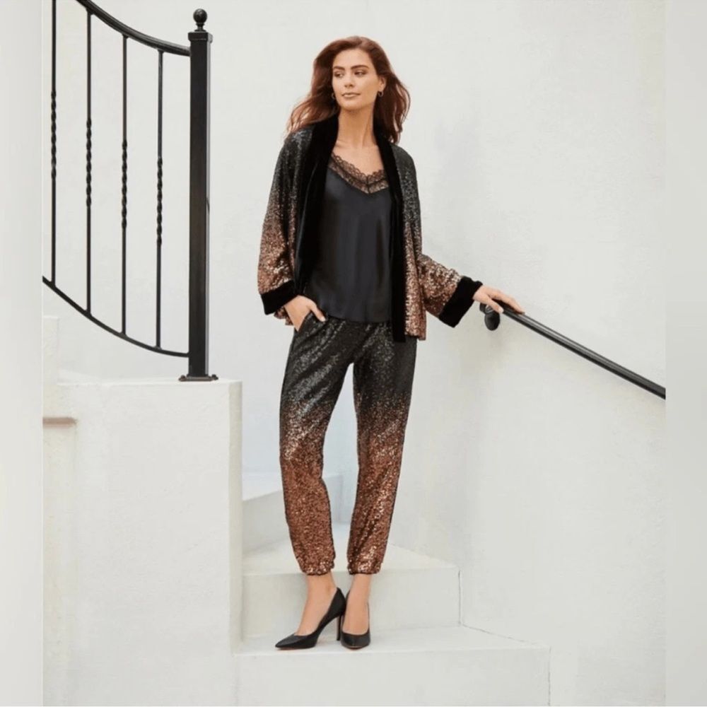 Johnny Was New Jett Gold Sequin Jogger Pants and jacket set